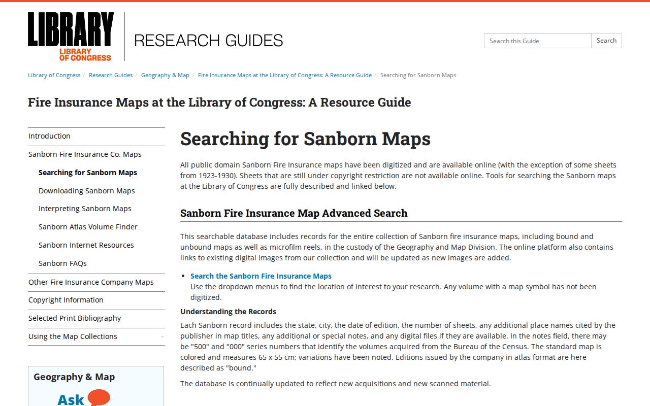 Cornelius previous residents research using the Library of Congress Sanborn map guide
