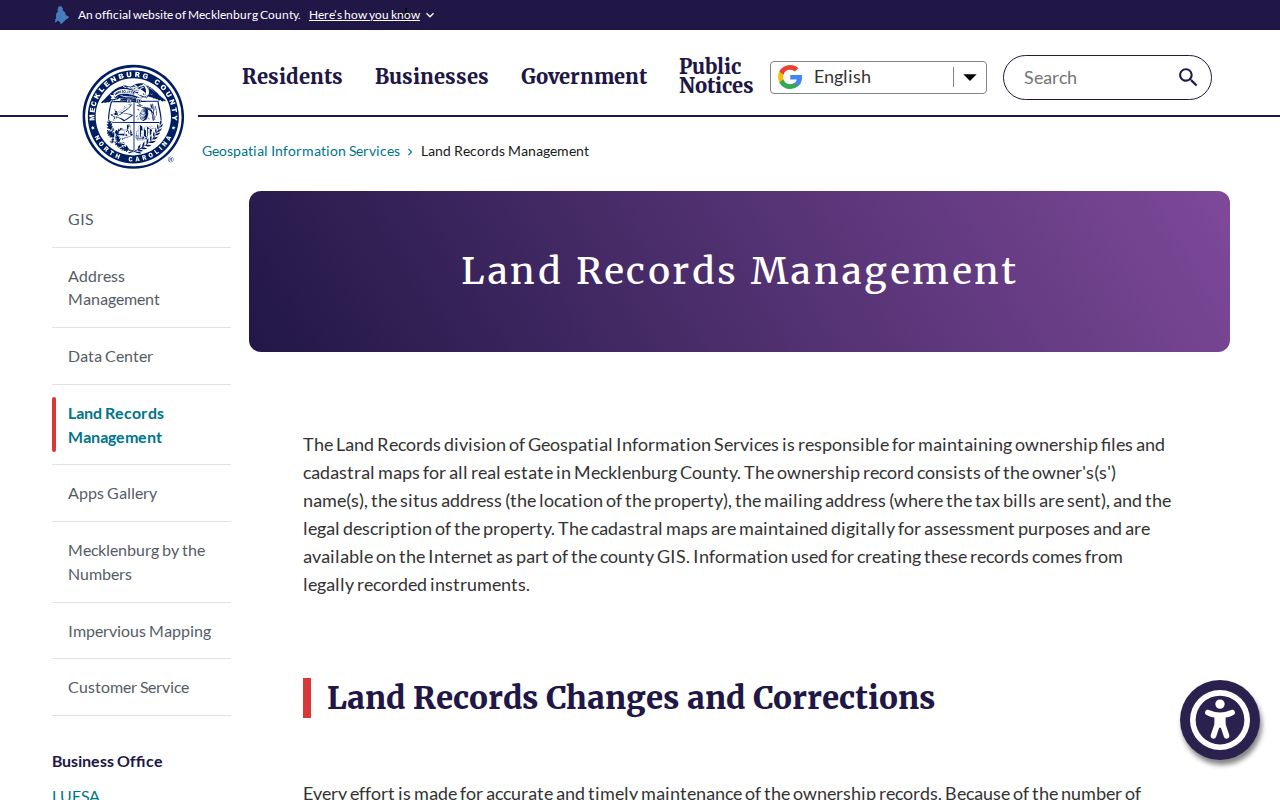 Cornelius street directory Land Records Management address data